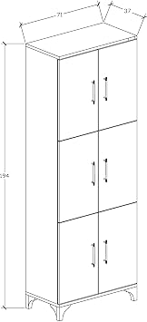 % 100 mdflam çok amaçlı kiler,balkon,banyo 6 kapaklı dolap genişlk71cm