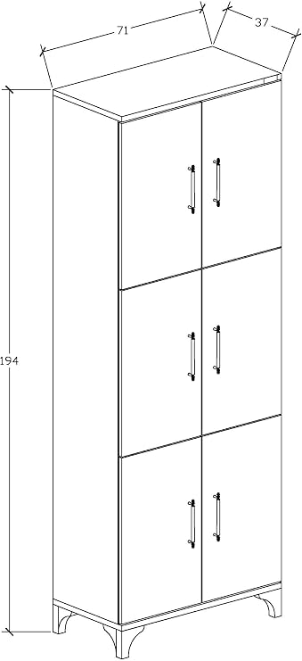 % 100 mdflam çok amaçlı kiler,balkon,banyo 6 kapaklı dolap genişlk71cm