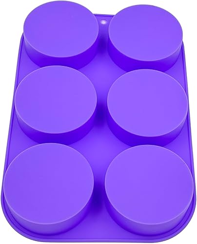 Miniatura 5 de Molde redondo de silicona para jabón de 4 onzas, moldes de silicona de 6 cilindros de tamaño grande de 3 pulgadas para jabón de lufa, bombas de baño