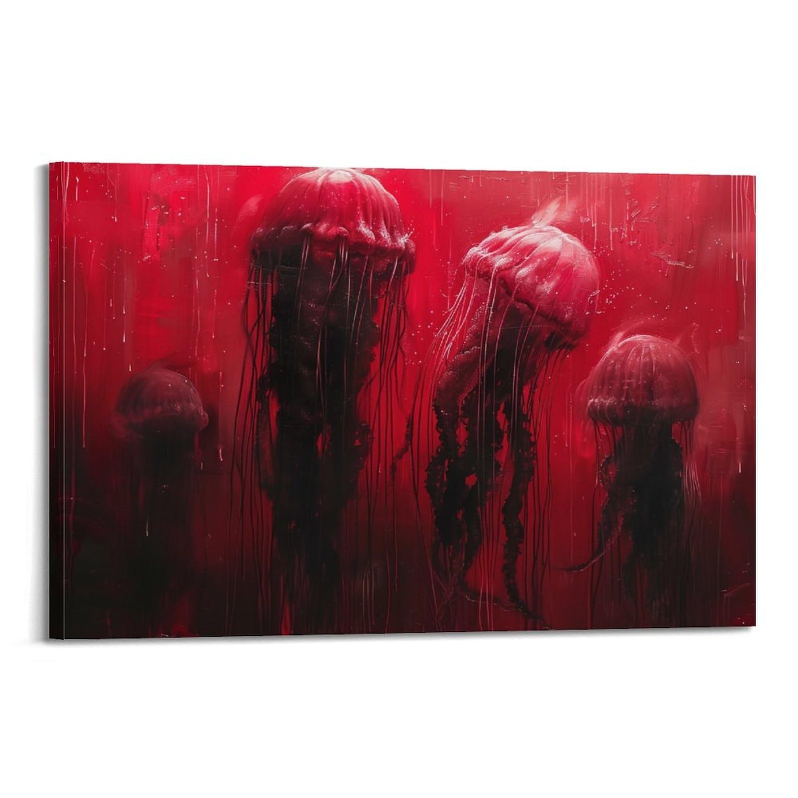 MJZLQN Marine Animal Poster Jellyfish in The Blood Sea Poster Decorative Painting Canvas Wall Posters And Art Picture Print Modern Family Bedroom Decor Posters 24x36inch(60x90cm)