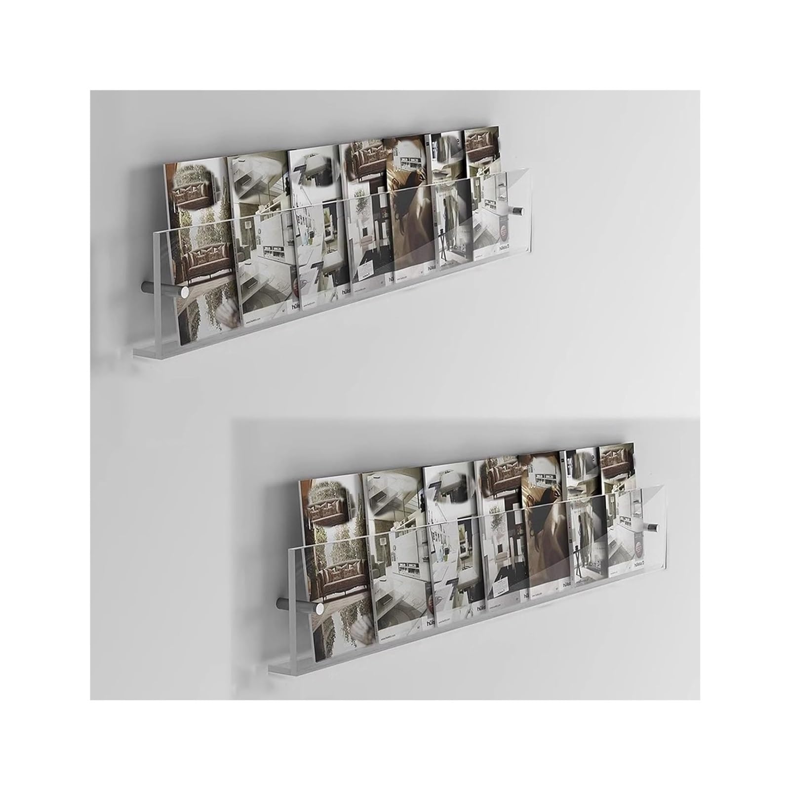 BTYQKZVPM Modern Acrylic Magazine Rack, Acrylic Magazine Racks Wall Mounted Pack Of 2 35-100cm File And Brochure Holder(50cm/19.7in)