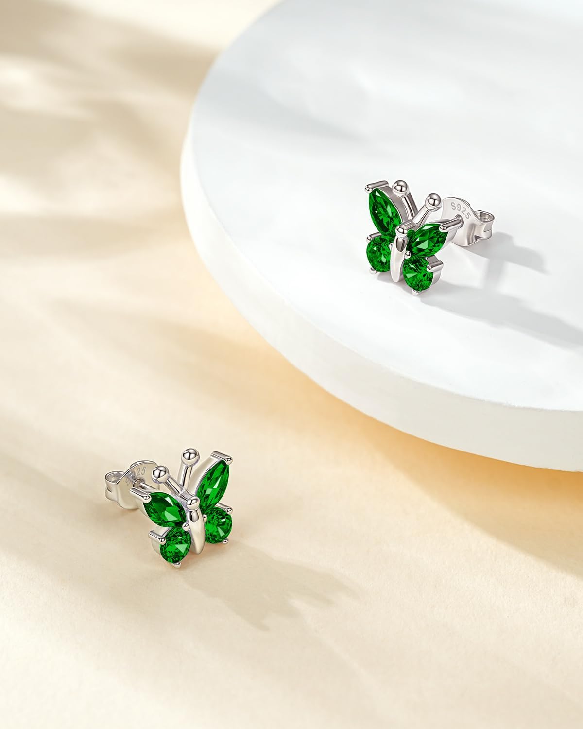 Butterfly Earrings for Mom from Daughter or Son: Mothers Day Gifts 925 Sterling Silver 12 Months Birthstone Stud Earrings Jewelry Gift for Her Daughter Granddaughter Girlfriend Birthday Anniversary