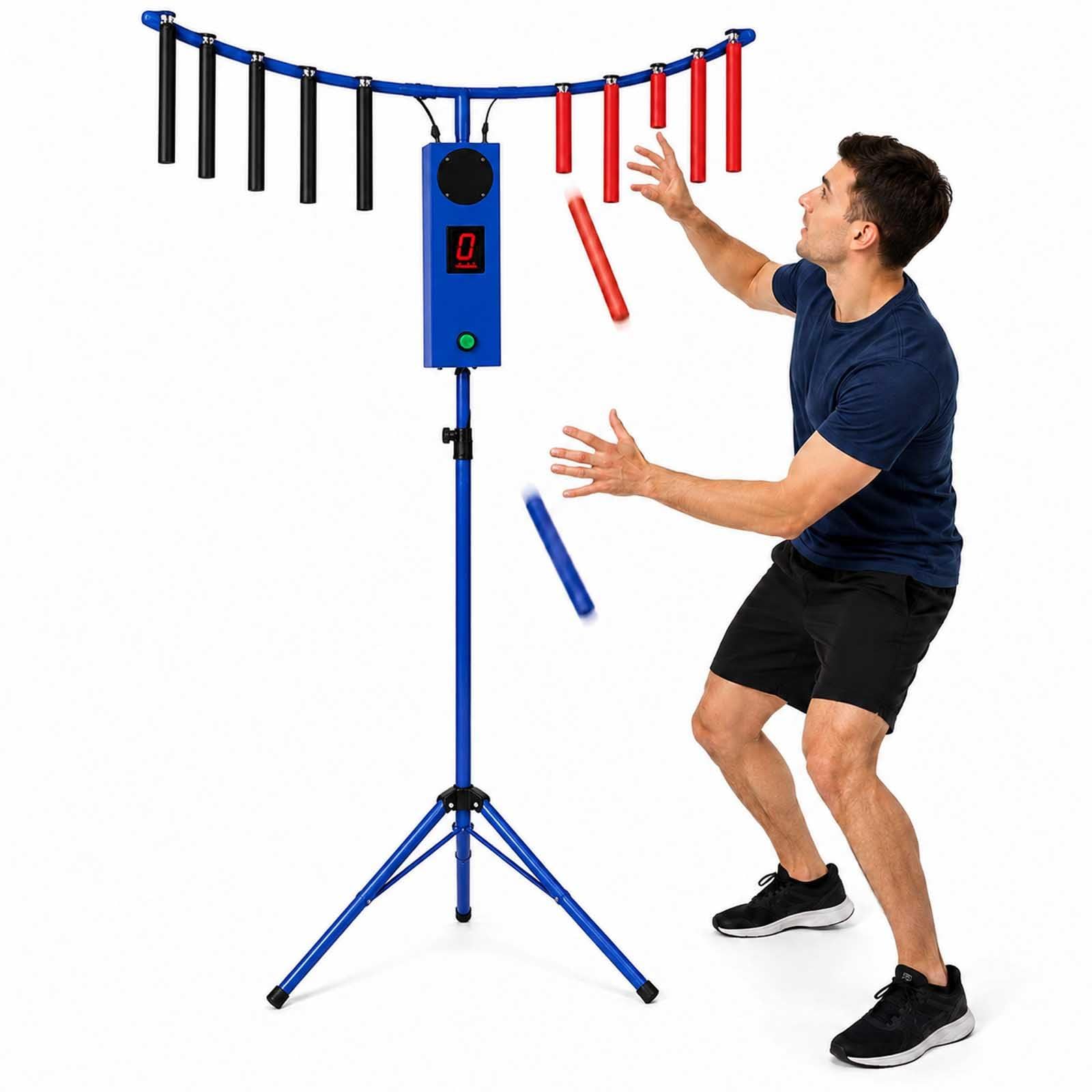aromaoveite Reflex Arcade Stick Catching Game Machine, 10-Stick Hand-Eye Coordination Arcade Game,Adjustable-Height Tripod,Interactive Reaction Game For Events, Parties, Rentals, Corporate Use blue
