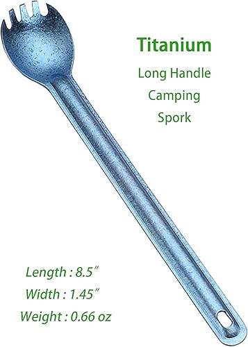 Miniatura 10 de DZRZVD Titanium Long Handel Spork and Spoon, Camping Spork and Spoon, Soup Spoon, Eco-Friendly Coffee Spoon, Portable Travel Camping Utensils
