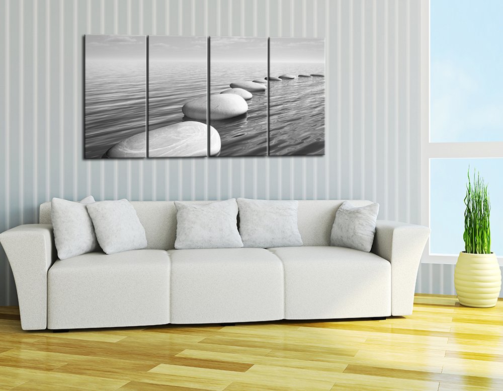 Sechars Leinwandbild-Set „Zen“ – Moderne Wanddekoration Mit Felsen & Stein-Motiv Für Wohnzimmer