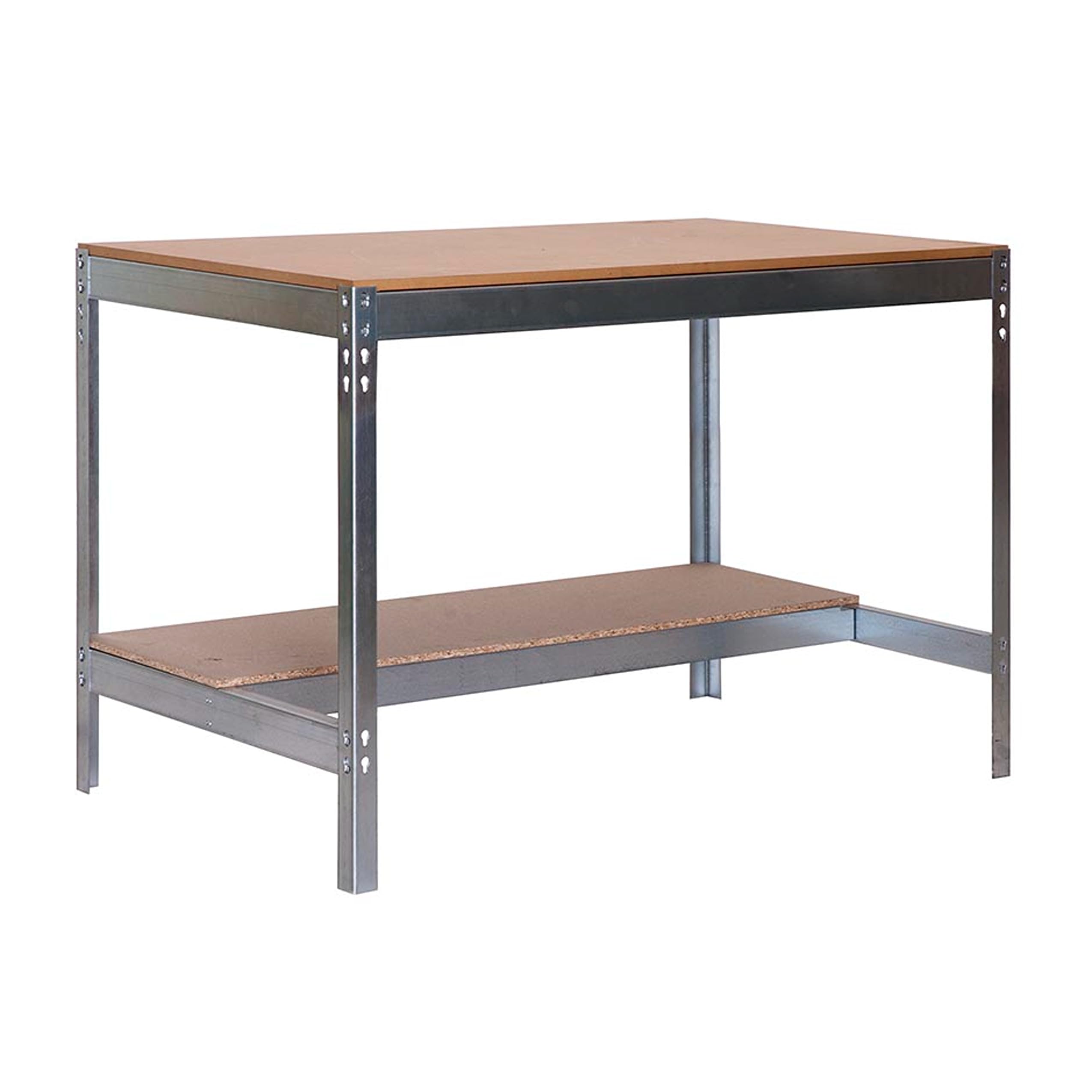 Simon Rack Stół warsztatowy, nośność 400 kg, 842x910x610 mm, blat z płyty wiórowej 16 mm, stół roboczy do garażu i warsztatu, Ocynkowane/Drewno – Simonwork