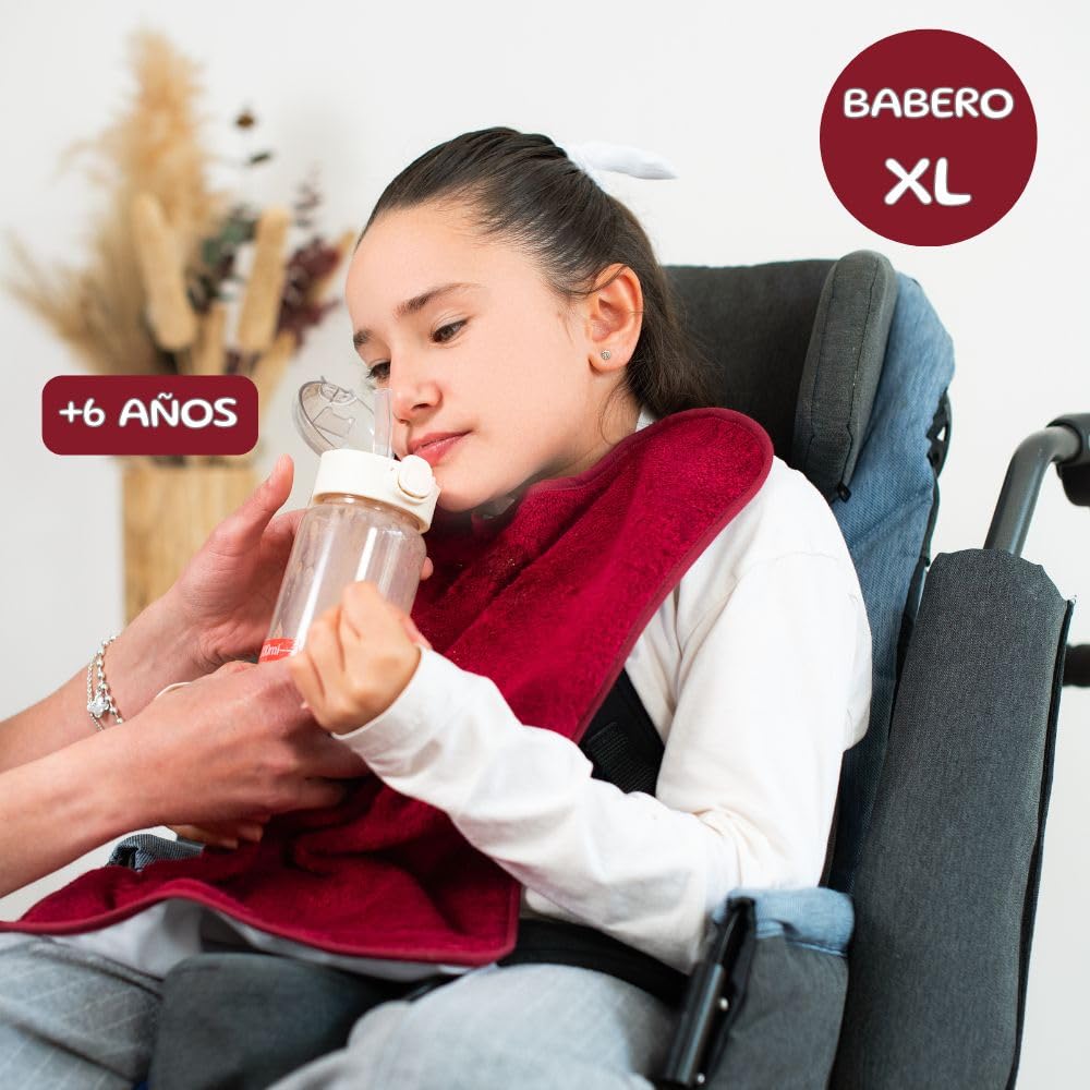 Baberos para Adultos - Pack 2 | Impermeables, Reutilizables y Lavables | Con Goma Ajustable | Tela Exterior Rizo e Interior Plástico | Baberos para Mayores y Niños Mayores