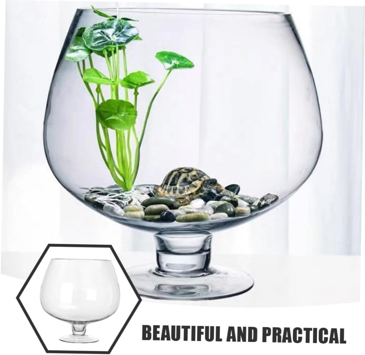 Cabilock Glass Fish Tank Aquarium Bowl 5000ml Betta Fish Vase Hydroponic Desktop Eco Aquatic Vase for Home Office Decor