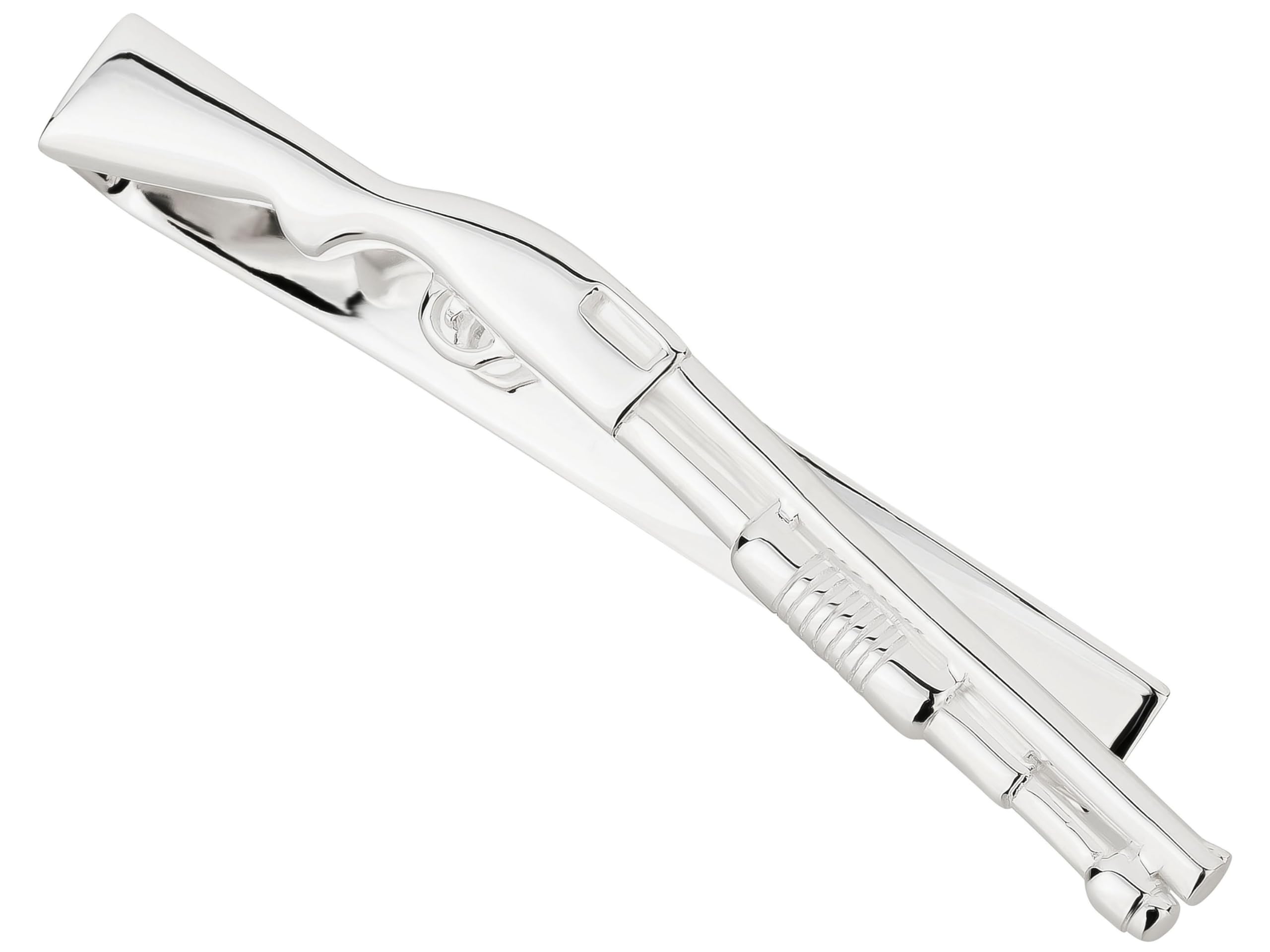 BROOKER Krawattenklammer/Krawattennadel Silber Gewehr