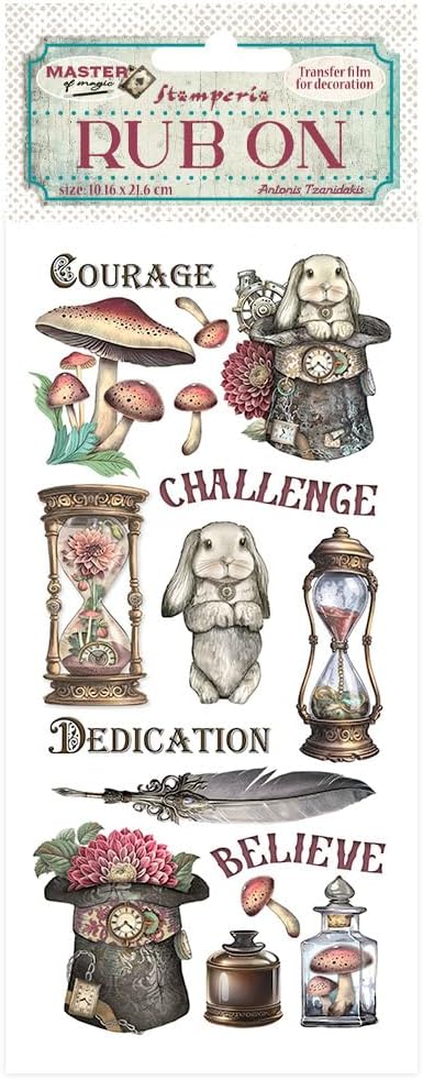 Stamperia - Rub-on for scrapbooks, albums, card making, bullet journals and more, easily transfer images onto paper and other surfaces, perfect for crafts and gifting (master of magic, rabbit)