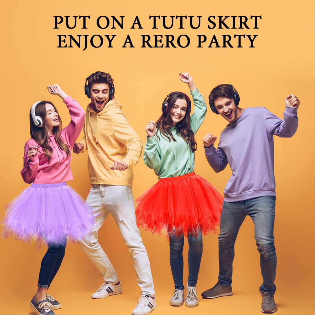 AUYAO Gonne da Donna Tutu, Dress Ballet Petticoat in Tulle a 3 Strati, Costume da Festa di Carnevale di Halloween Tutu per Adulti per Feste di Travestimento Balletto, 80s Sottogonna Tutu