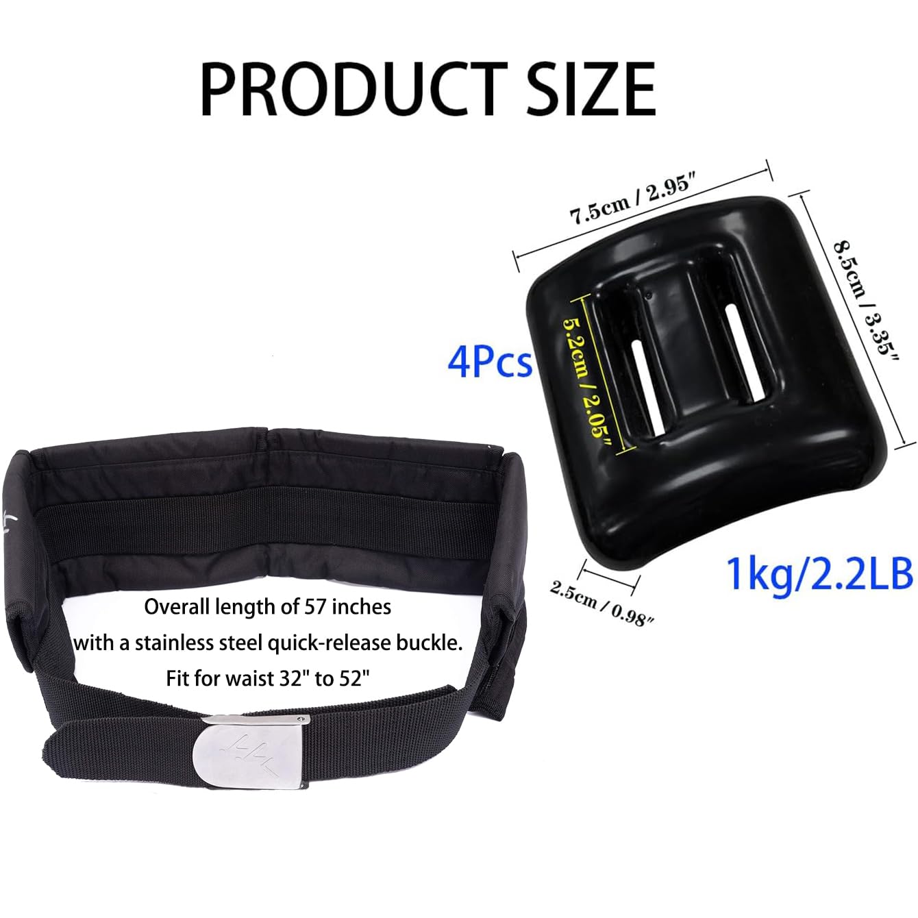 Ciężarki do nurkowania powlekane winylem, 4 szt. 0,5-2 kg, z 4 kieszeniami do nurkowania z klamrą szybkiego zwalniania, używane do freedivingu, łowiectwa podwodnego i nurkowania z