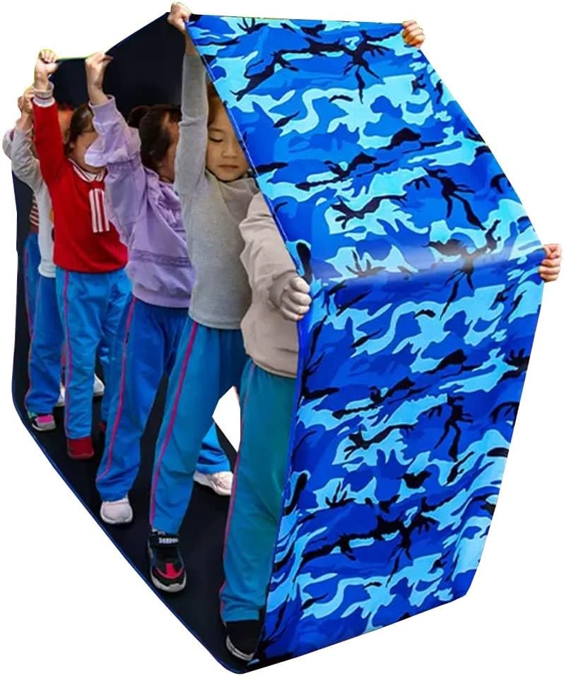 Blue Outdoor Party Teamwork Games Playing Run Mat, Adult Kids Group Collaboration Fun Sports Games Waterproof Oxford Cloth Mats (Size : Kids-4M/13FT)