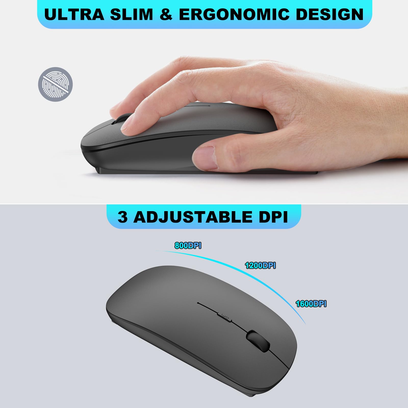 TRELC Teclado numérico inalámbrico, Mini 2.4G, 18 Teclas, Teclado numérico portátil silencioso de Contabilidad financiera, Extensiones de Teclado numérico con Mouse inalámbrico para Laptop, PC