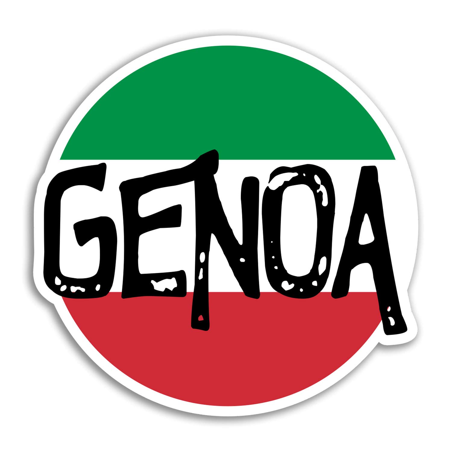 Destination Vinyl Ltd Multi 2 X 10Cm Genoa Vinyl Stickers - Italy Flag Travel Sticker Laptop Luggage #18293 (10Cm Wide)