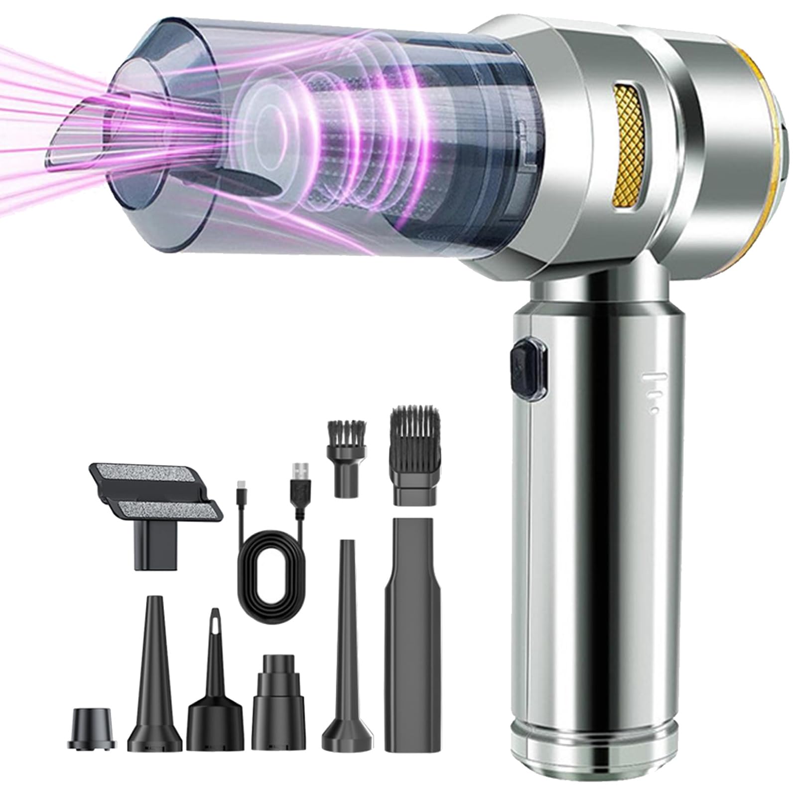 Flexups V-21 Blower & Vacuum, 3-in-1 Cordless Vacuum 22,000pa Suction, for Car & Home, Portable & Rechargeable (Gold)