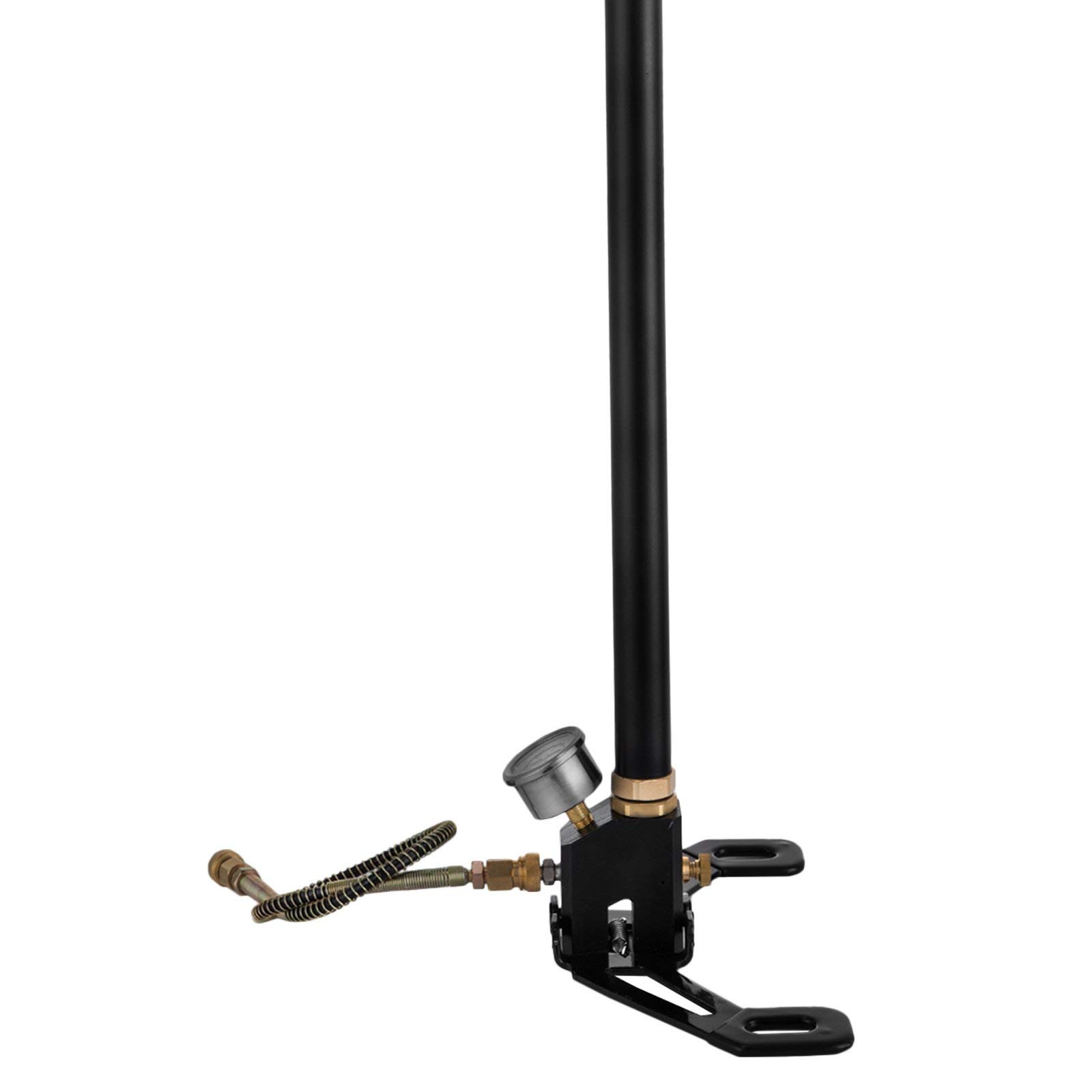 VEVOR Pompa do stóp 0-4,500 psi 0-40MPa pompa powietrza do stóp 8 mm czarna 50 cm x 25,4 cm x 63 cm ciśnieniomierz pompka inflator powietrza do pistoletów pistoletowych do opon samochodowych i