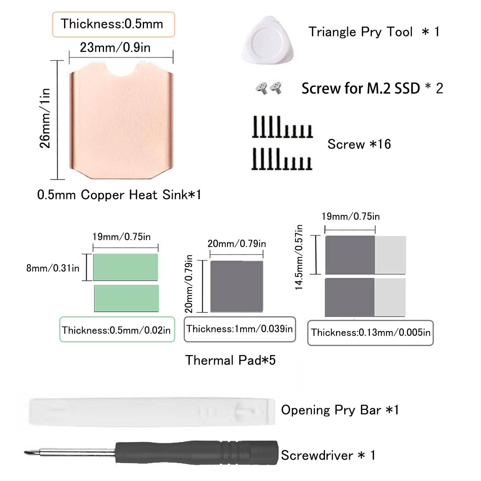 Steam Deck SSD Heatsink Thermische Pad, M.2 2230 NVME SSD Koperen Heat Sink Koeling Koelpasta's Achterklep Openingsgereedschap, Vervangingen Schroevendraaier Reparatieset voor
