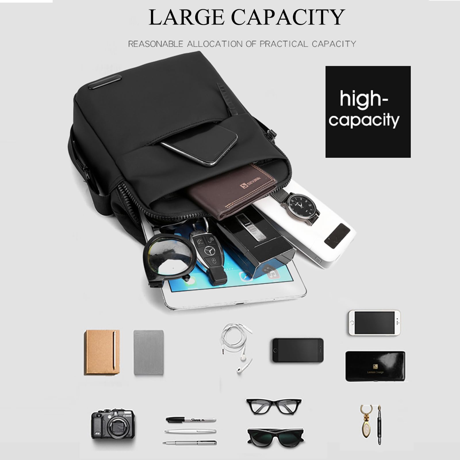 Bandoleras Hombre Bolso de Hombro Bolsas de Mensajero de Negocios Bolso de Mano Mariconeras para Hombres Moda Crossbody Bag Shoulder Casual