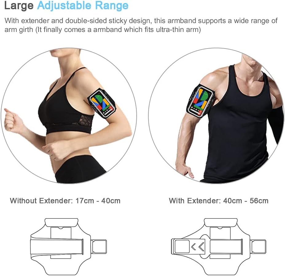 Pixel 10 9 Pro XL Armband, JEMACHE Gym Running Workouts Phone Arm Band for Google Pixel 10/9 Pro XL, 8/7/6 Pro with Earbuds Holder (Black)