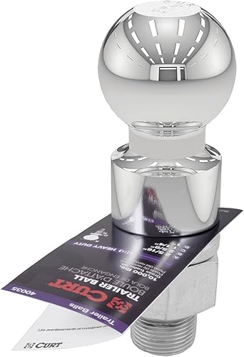 Miniatura 5 de CURT 40035 - Bola de enganche cromada para remolque, 10,000 libras, elevación de 2 pulgadas, diámetro de 2-516 pulgadas, vástago de 1-14 x 2-58