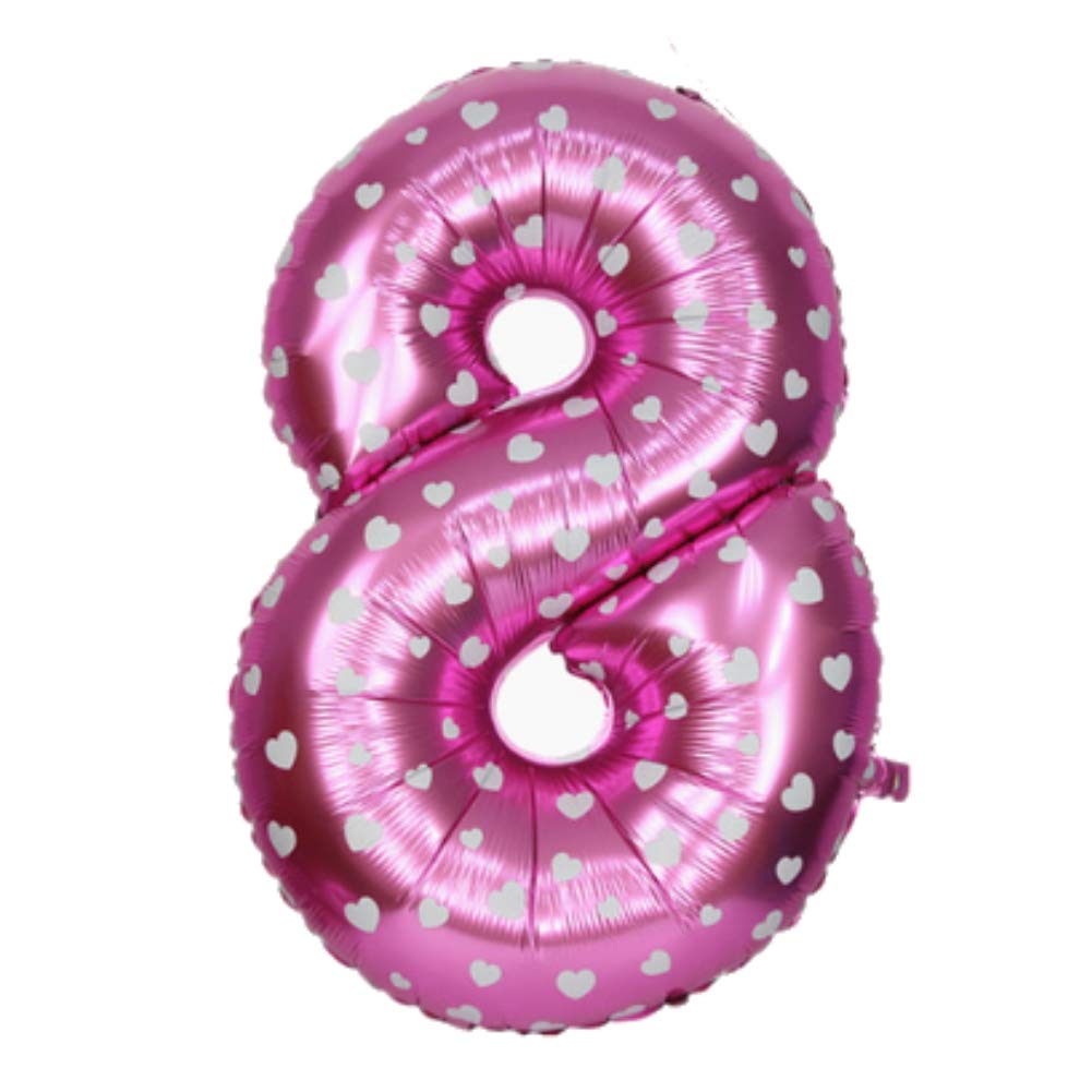 HOTKEI 16" Aluminum Film Number Party Balloon for Birthday| Anniversary| Theme Decoration (Pink - 1Pcs - Number: 8)