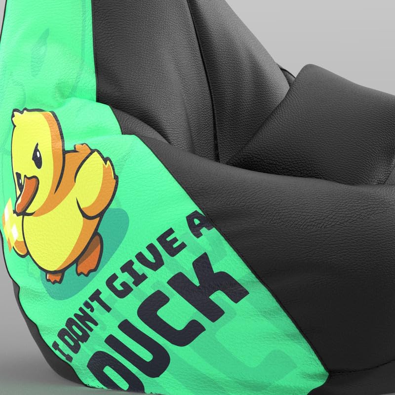 Image of Biggie Bean Bag with Beans Filled 6XL Bean Bag with Free Cushion Footrest - Official : PrintZen Combo (Matching Color : Printed, Dont Give Duck-Black)