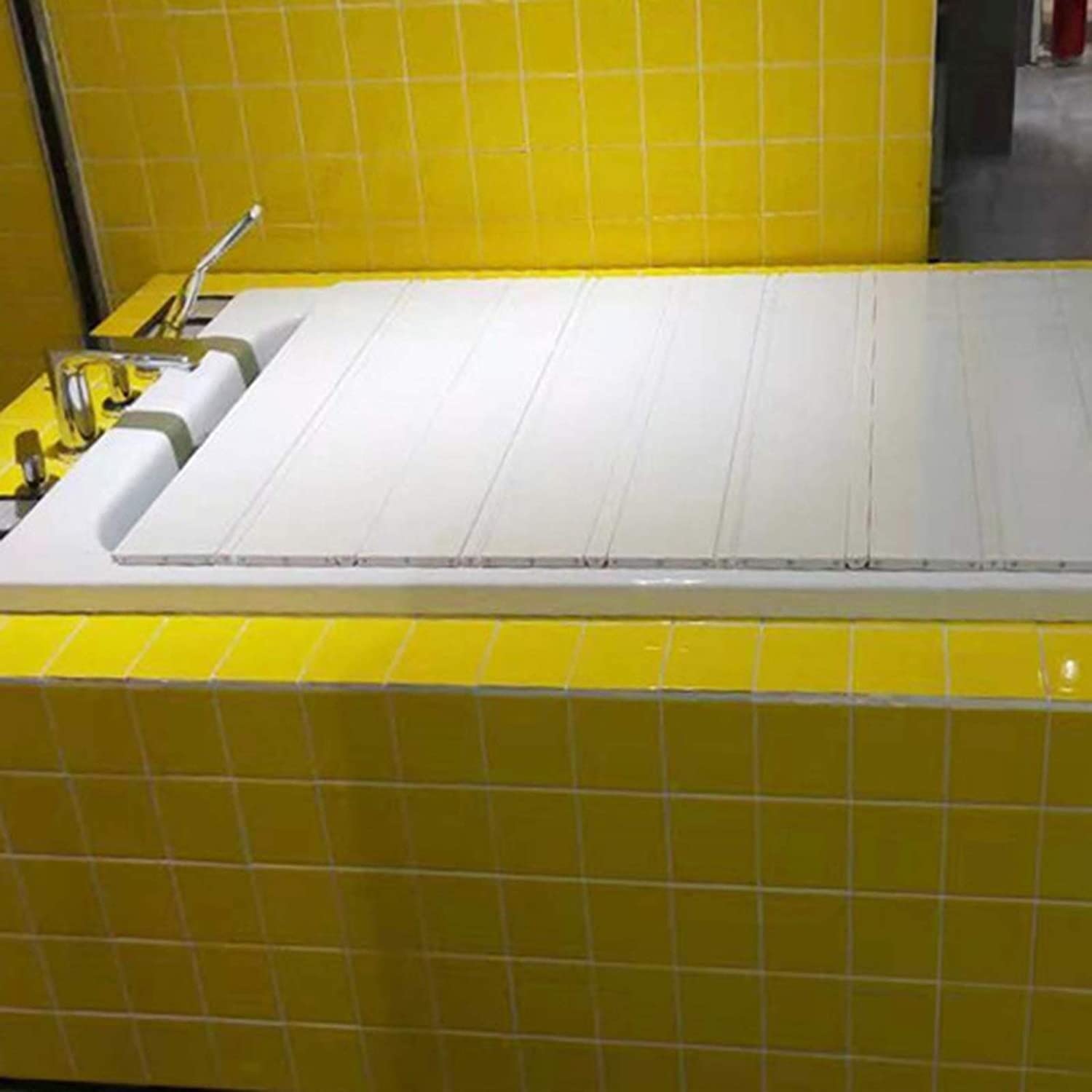 Couvercle de baignoire pliable en PVC blanc JATIBOSH - 105x80cm