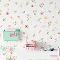 Papel de Parede Aquarela Floral e Borboletas Junevil Delicado - DPBA170