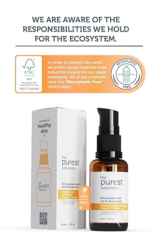 Miniatura 6 de The Purest Solutions Suero iluminador y aclarador de vitamina C (10% ácido ascórbico y 0.5% ácido ferúlico) – Revitaliza y renueva la piel opaca –