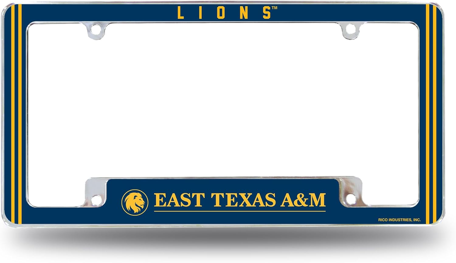 Rico Industries NCAA Standard 12" x 6" Chrome All Over Automotive License Plate Frame for Car/Truck/SUV (D-E-F Schools)