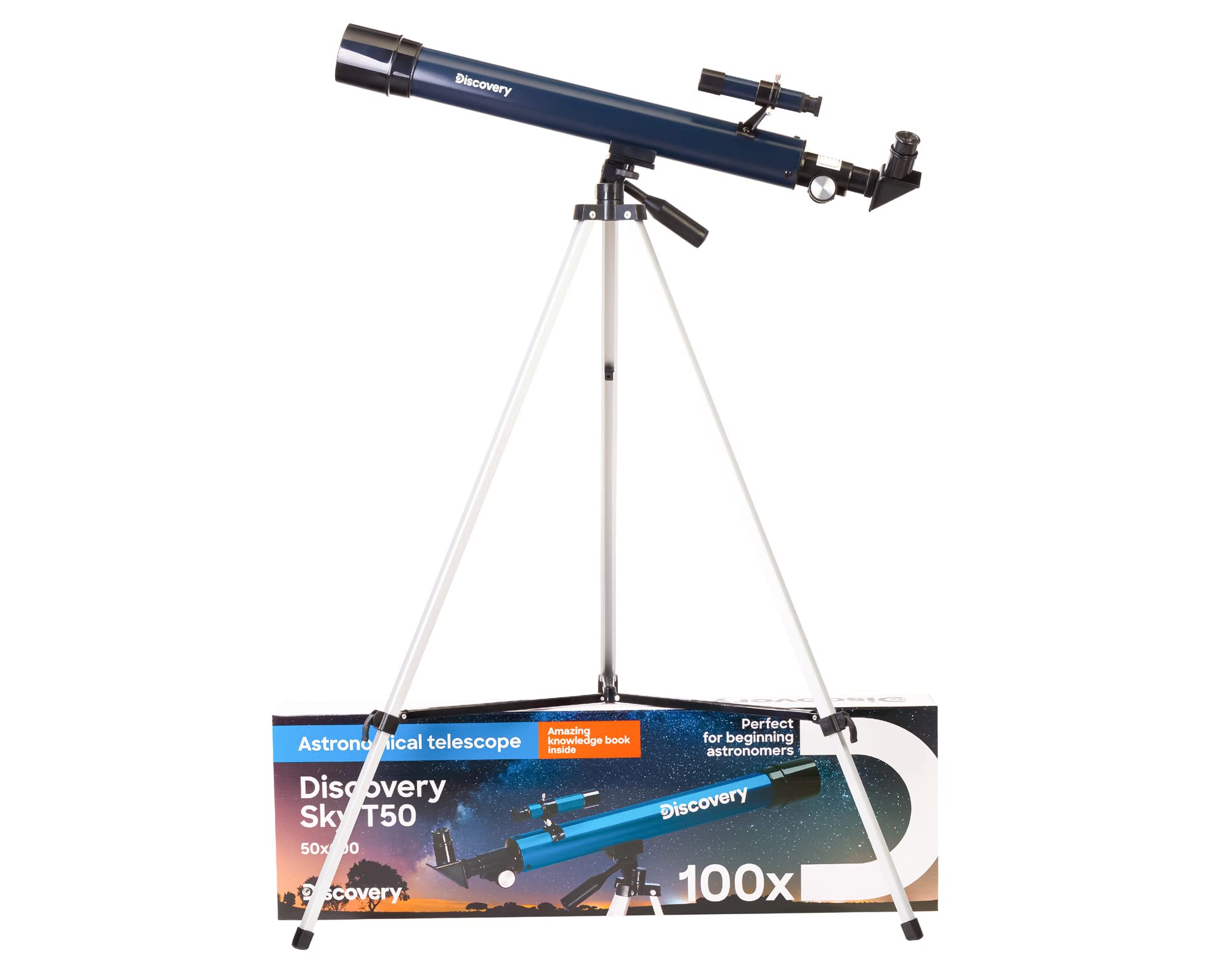 Ligero Telescopio Refractor Educativo Discovery Sky T50 De 50 mm para Niños con Accesorios y Libro En Español
