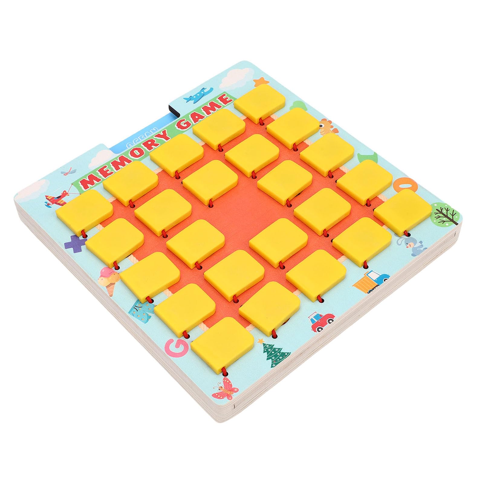 Lylithuif Gioco di memoria abbinato Flip to Win Gioco da tavolo in legno a doppia faccia Attività di apprendimento educativo per viaggi Campeggio Auto Aereo Compensato di pioppo ABS