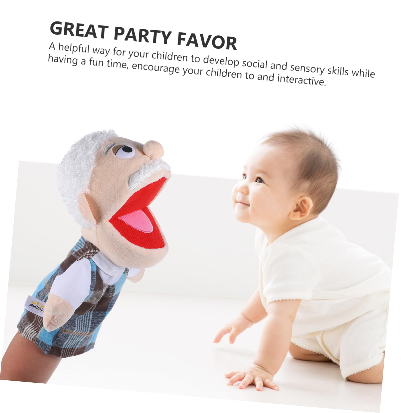 Beaupretty Marionetas de Mano y Desarrollo Sensorial para Niños 2 Piezas para Juego Interactivo Relleno de Algodón PP, Figuras Realistas de Abuelo y Abuela