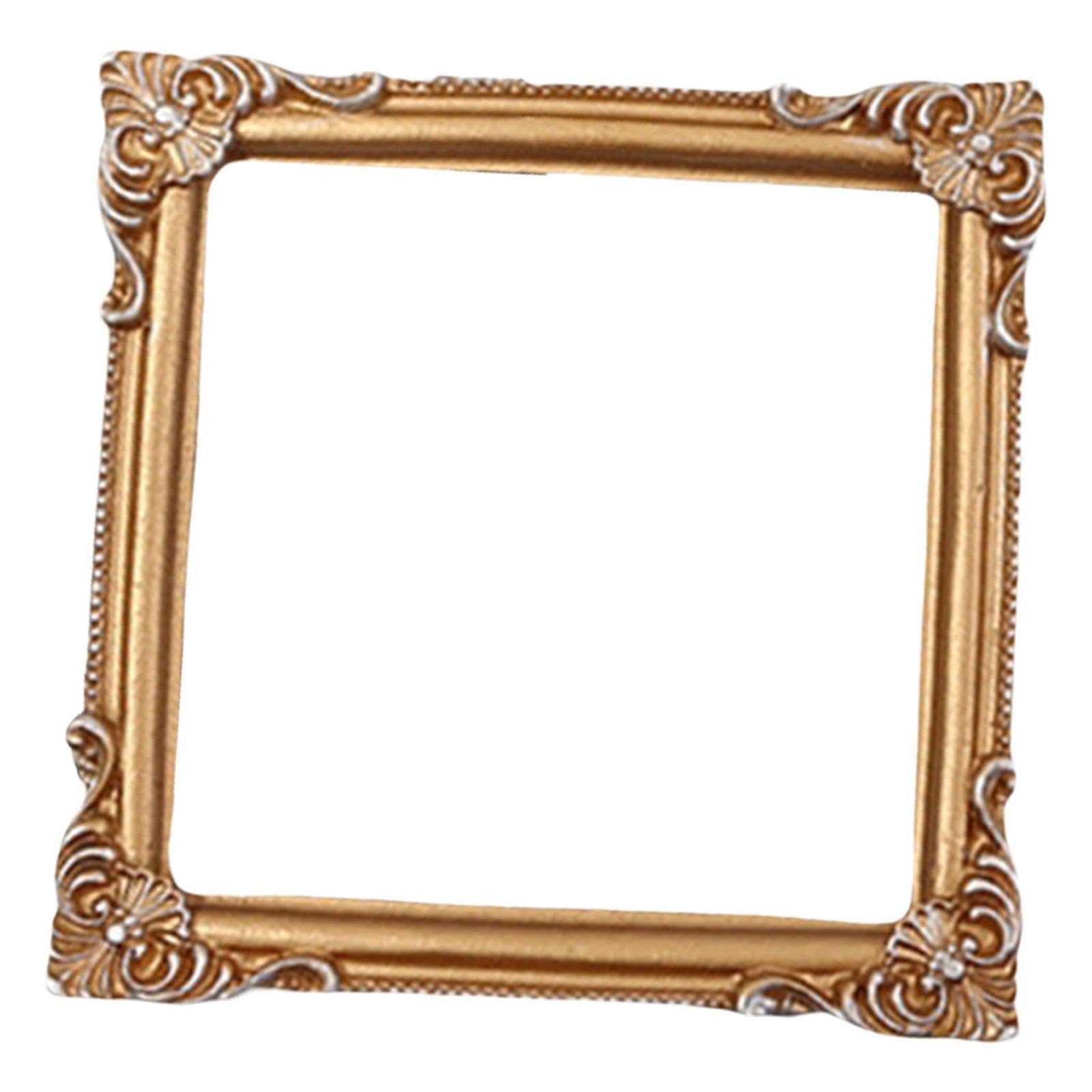PIXZCSA Vintage Style Resin Photo Frame Home Decor Crafts Wall Mounted Baroque Holder Rectangle Photo Frames Accessories Art, Golden, 11x0.8cm