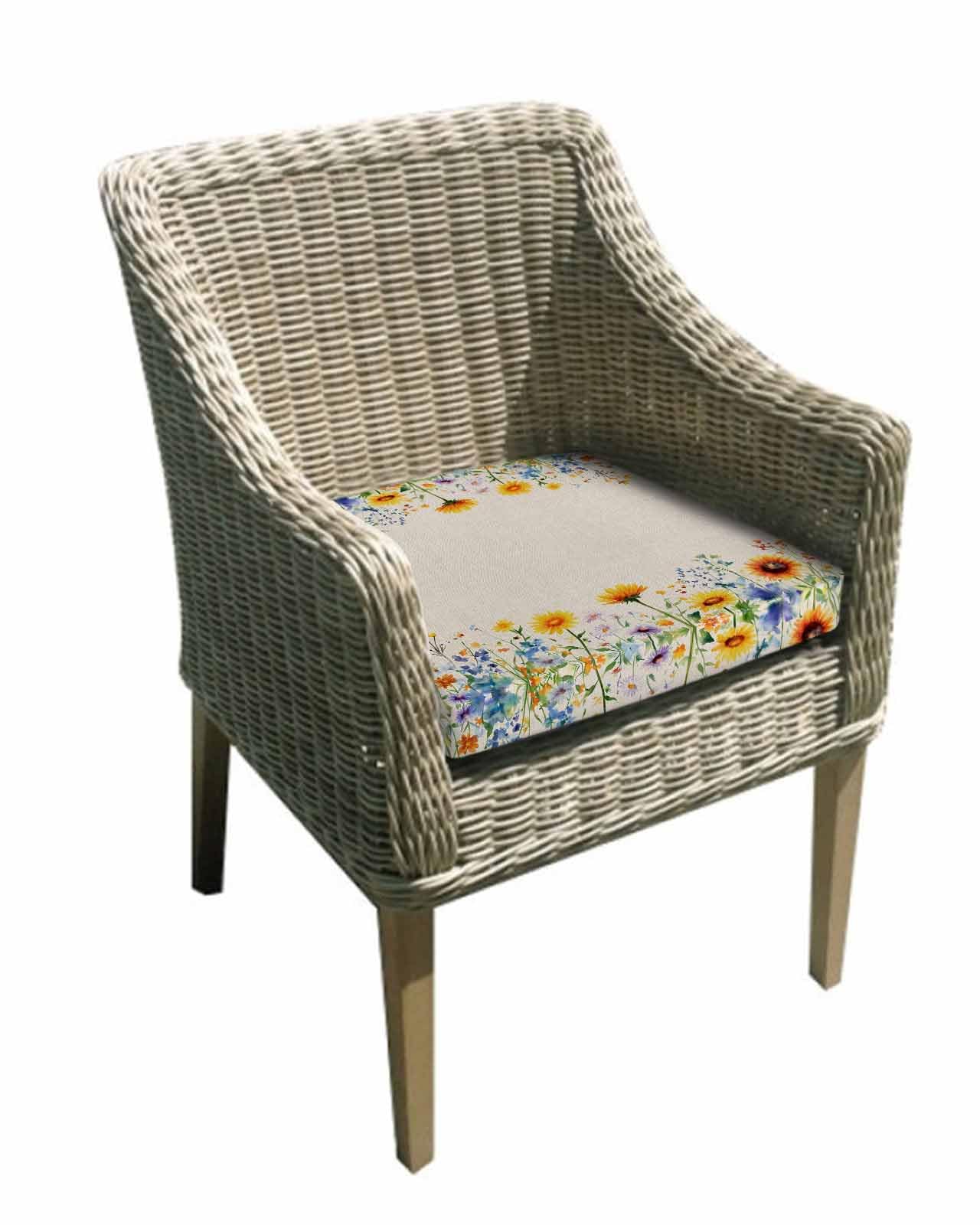 2 Pack Colorful Spring Floral Waterproof Cushion Covers with Ties, Outdoor Patio Chaise Lounge Chair Seat Cushion Slip Covers Replacement(Only Cover) Summer Botanical Pastoral 22