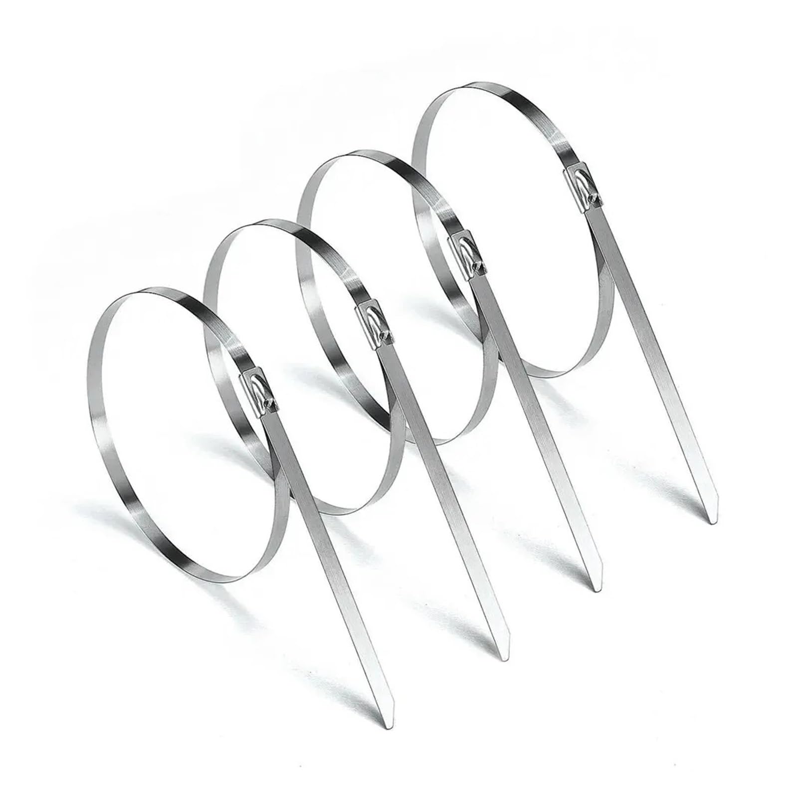 100 Stück Edelstahl-Kabelbinder 4,6 mm, strapazierfähig, selbstsichernd, Mehrzweck-Metall-Auspuff-Wrap-Verriegelungsbinder - Einfache Montage(4.6x1000mm)