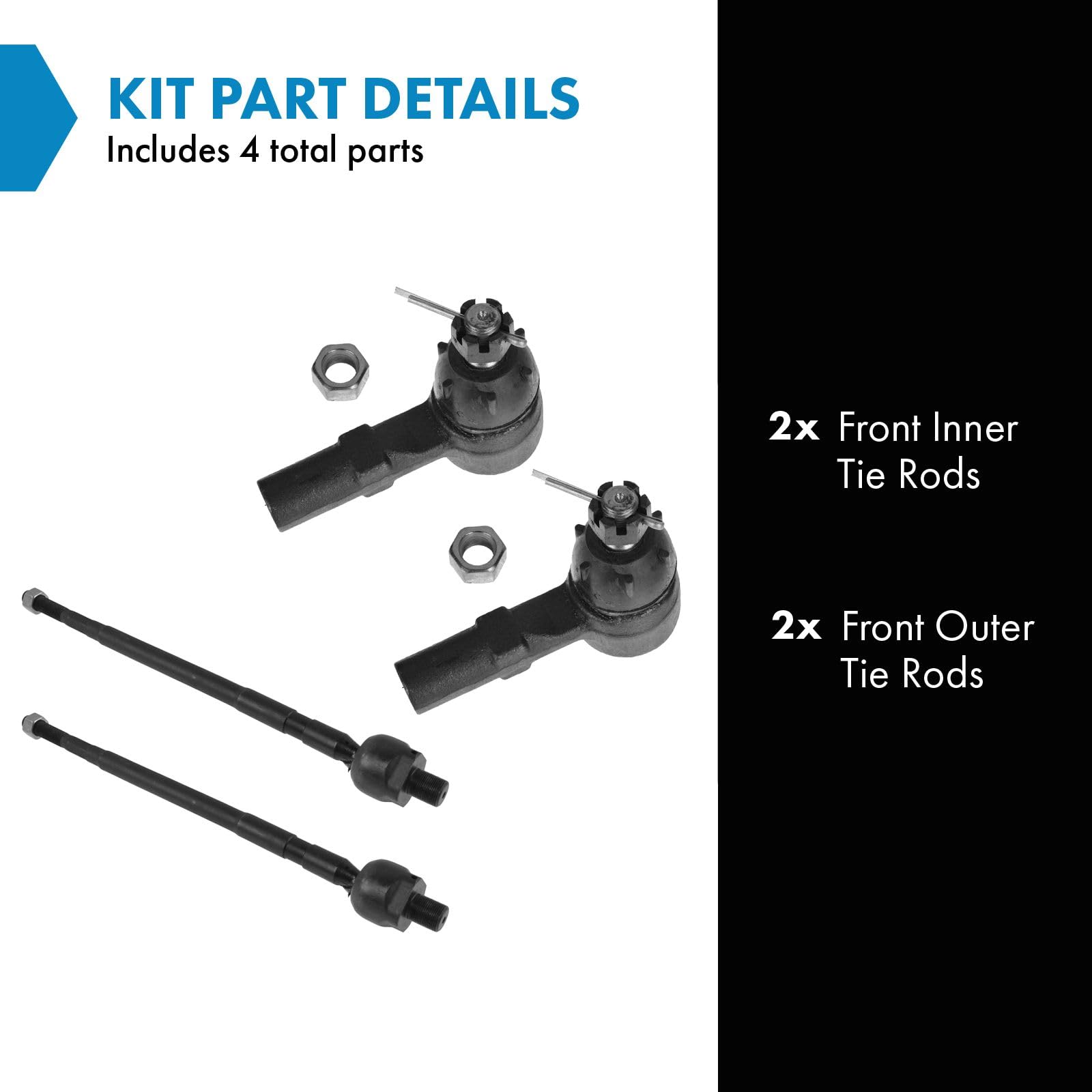 TRQ Set tirante anteriore compatibile con Ford Escort Mercury Tracer 1991-1996