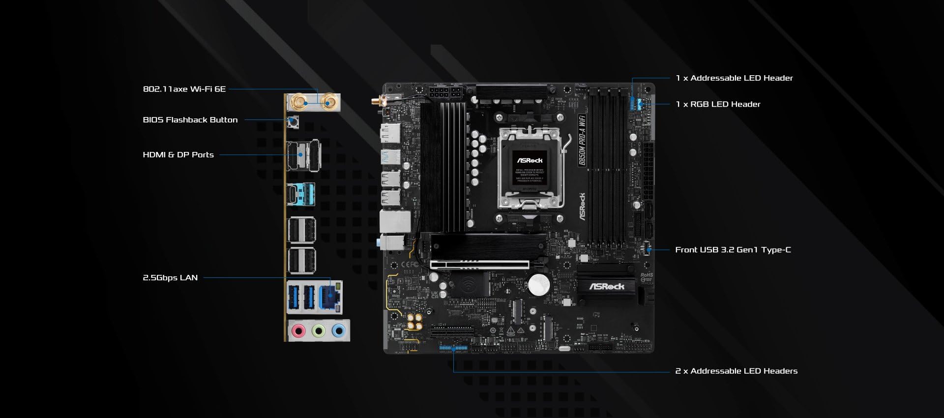 MB ASRock AMD AM5 B850M Pro-A WiFi