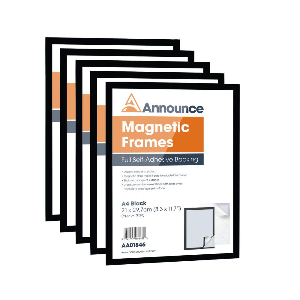 annunciare AA01847 A4 cornice magnetica – nero (confezione da 5)