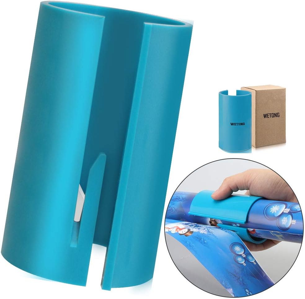 Wrapping Paper Cutter, WeTong Magic Sliding Paper Roll Cutters Trimmer Tool Quick Cutting Sticker in Seconds for Christmas Sticker Papers (Green) - 10 x 6 cm