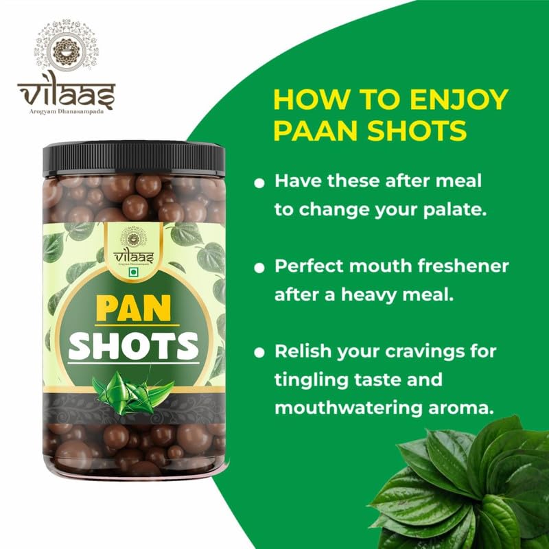Image of VILAAS Pan Shots Mukhwas Candy Balls 100GM | Refreshing Paan Flavour Laddu Candy | Traditional After-Meal Mouth Freshener | Sweet & Aromatic Paan Treat | Ready to Eat Snack