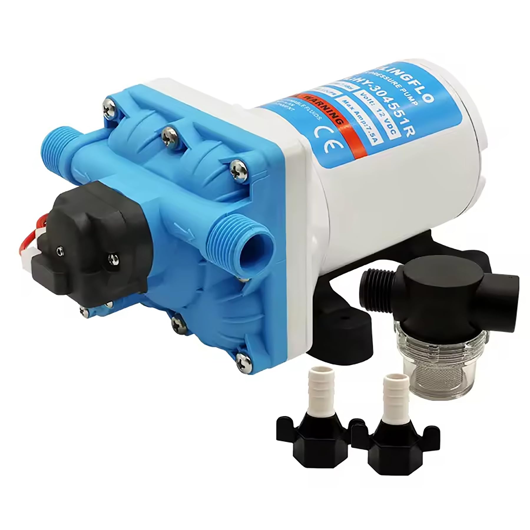 12V DC RV Water Pump-3.0 GPM, 55 PSI Diaphragm Pump, Self-Priming On Demand, Built-in Pressure Switch for Camper, Boat, Off-Grid System (HY-304551R)