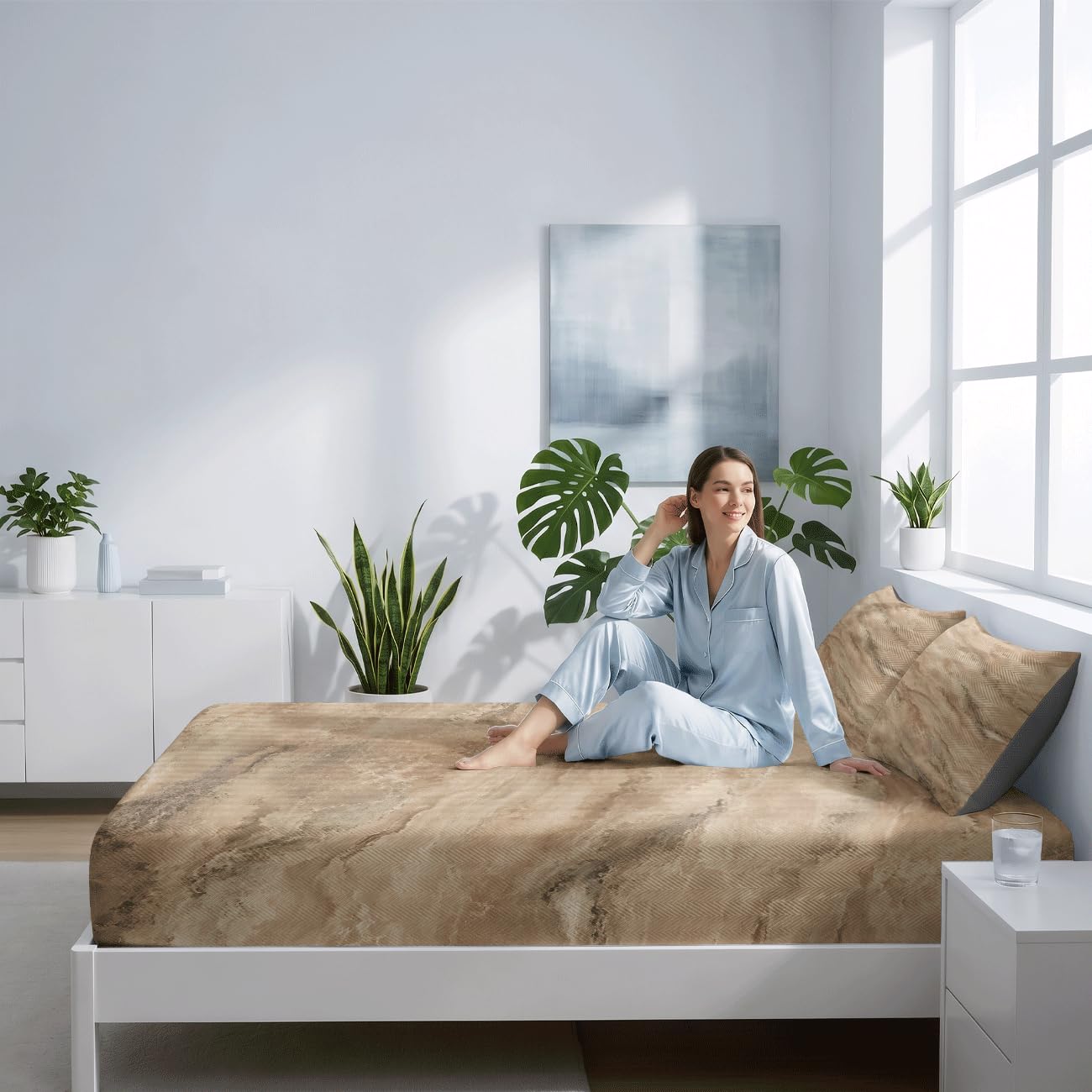 Lenzuolo Con Angoli Rinfrescante (Marmo d'oro 1,200x220cm)