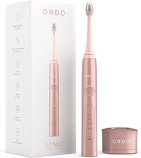 Ordo Sonic Care Electric Tootbrush Advanced Smart Tech with Fast Rechargable Battery and Silicone-Polishing Element 2 Pin UK Plug for Adults Rose Gold