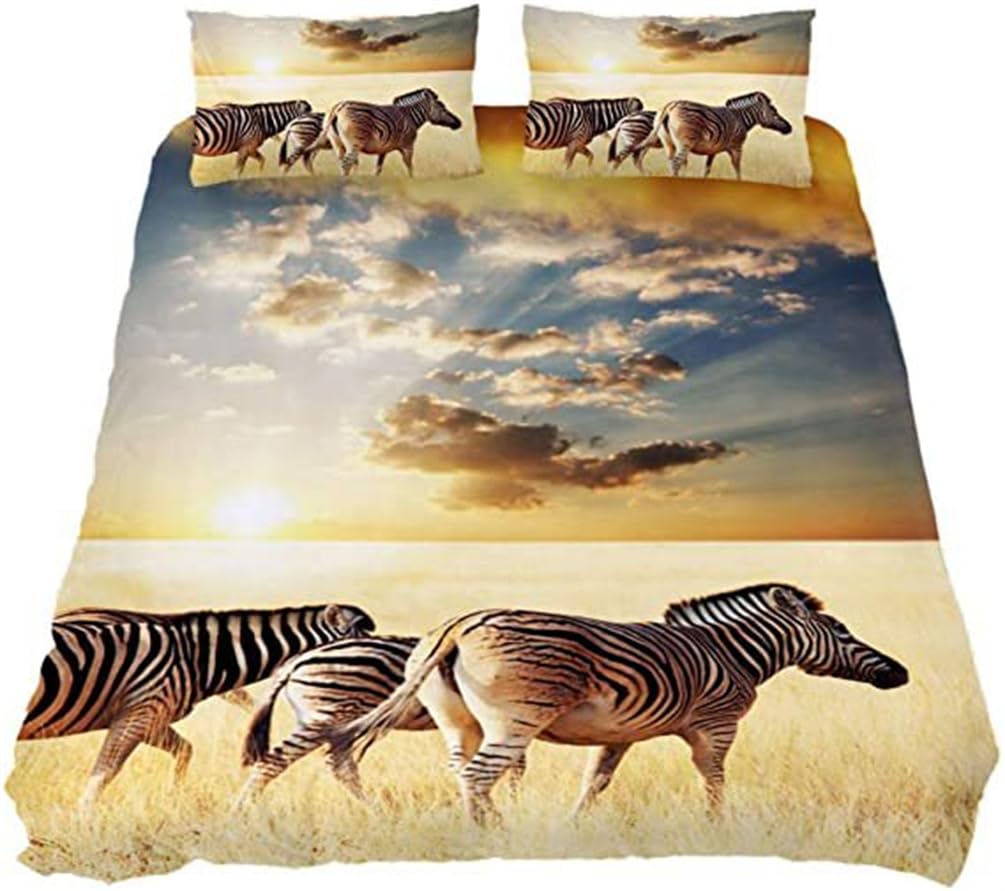 Tomifine Zebra Print Duvet Cover Set for Kids Boys Girls Teens Wildlife Black White Modern Comforter Cover Microfiber 3D Bedding Quilt Covers, Bed Cover With Pillow Cases (Super King,White Black)