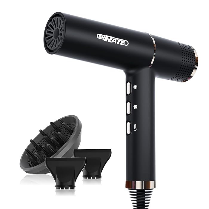 Buy SH.RATE Hair Dryer Professional Brushless Motor Ionic Hair Dryer 268G 3 Heat Settings and 3