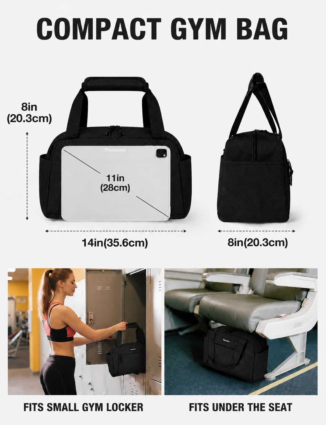  14 inch Small Gym Bag for Women & Men, Lightweight Carry On Mini Duffle Bag with Multiple Pockets, Sports Bag for Travel and Workout. thumbnail