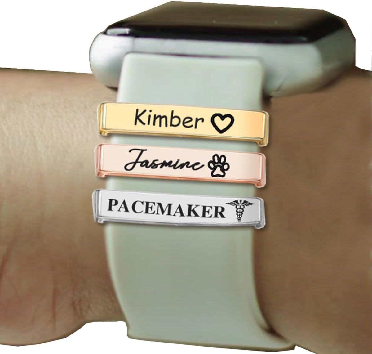Personalized Engraved Watch Band Charms Compatible with Apple Watch Bands for Women 38mm 40mm 41mm 42mm 44mm 45mm 49mm,Medical ID Tag for iWatch Series 10 9 8 7 6 5 4 3 2 1 SE