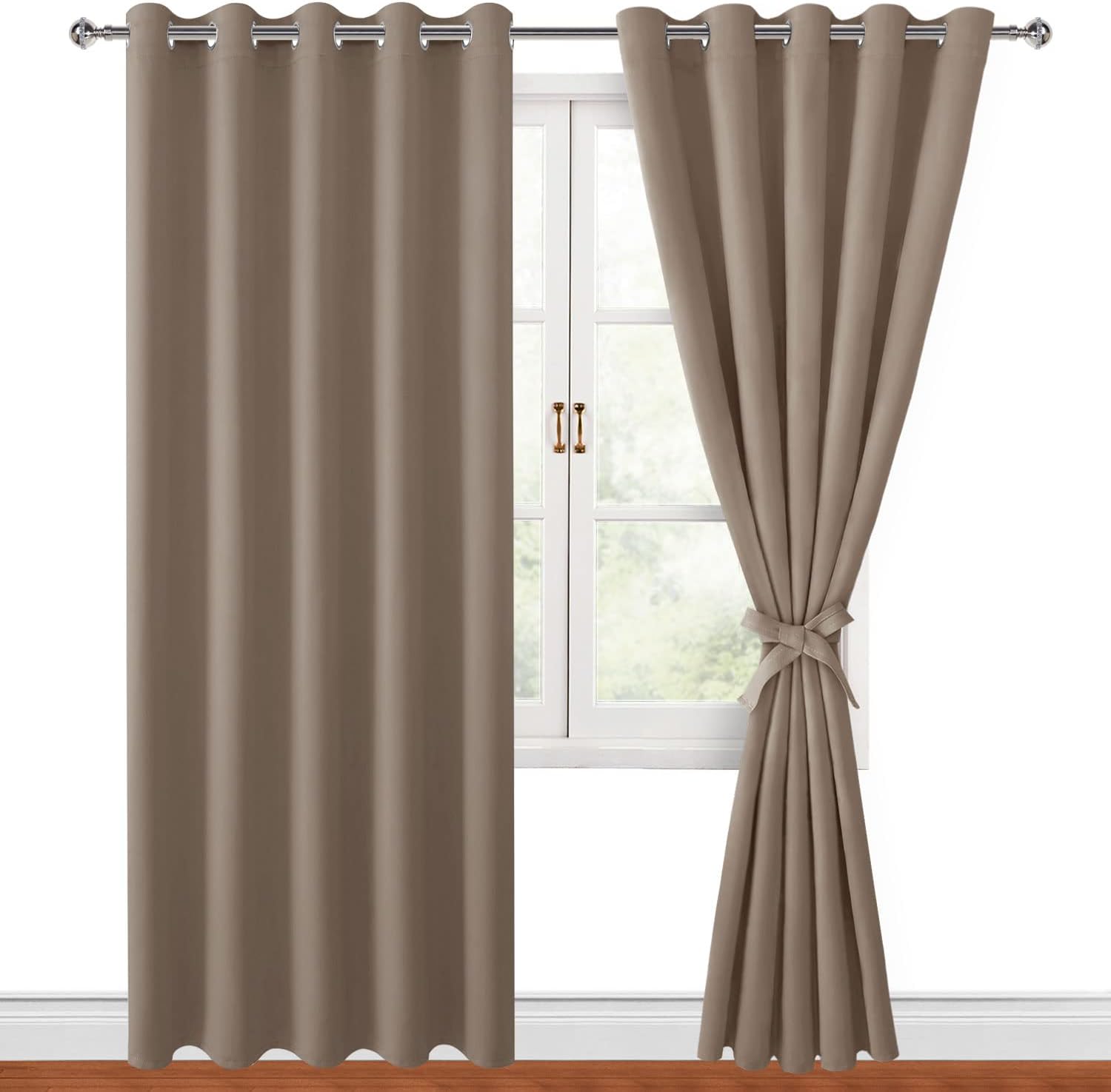 Hiasan Blackout Curtains 60x84 with Tiebacks, Camel
